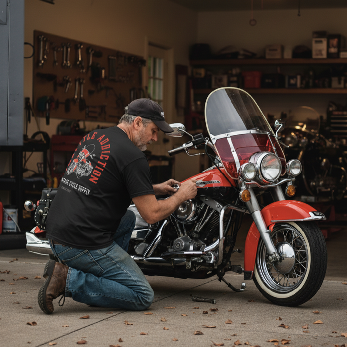 TA12 Giveaway Shirt - Throttle Addiction Vintage Cycle Supply - Black