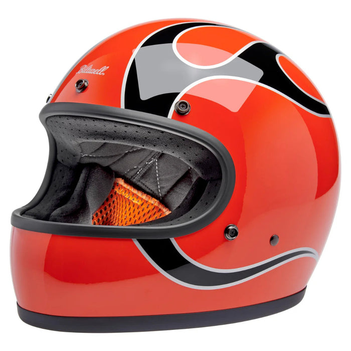 Biltwell - Gringo  ECE R22.06 Helmet - Competition Orange Flames