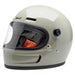 gray motorcycle helmet with clear visor on a white background