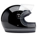 Black and gray motorcycle helmet with clear visor on a white background