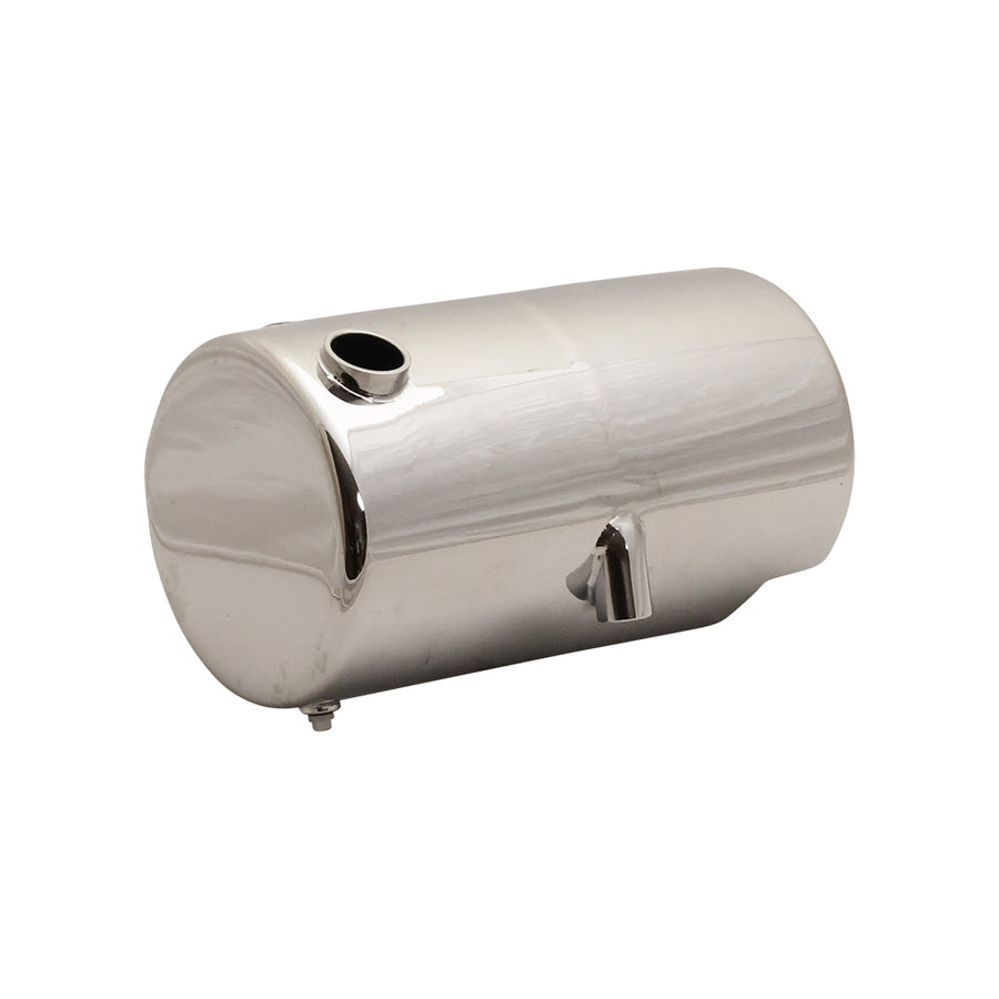 Custom Use Round Oil Tank With Battery Tray - Chrome- Side Fill