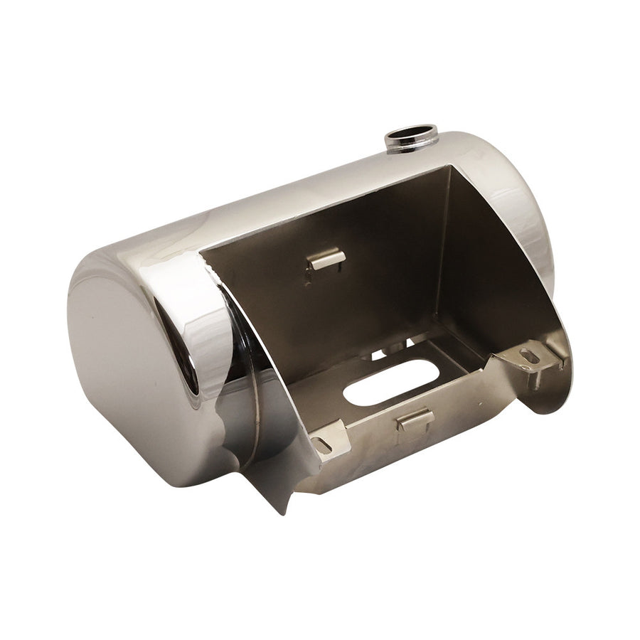Custom Use Round Oil Tank With Battery Tray - Chrome- Side Fill