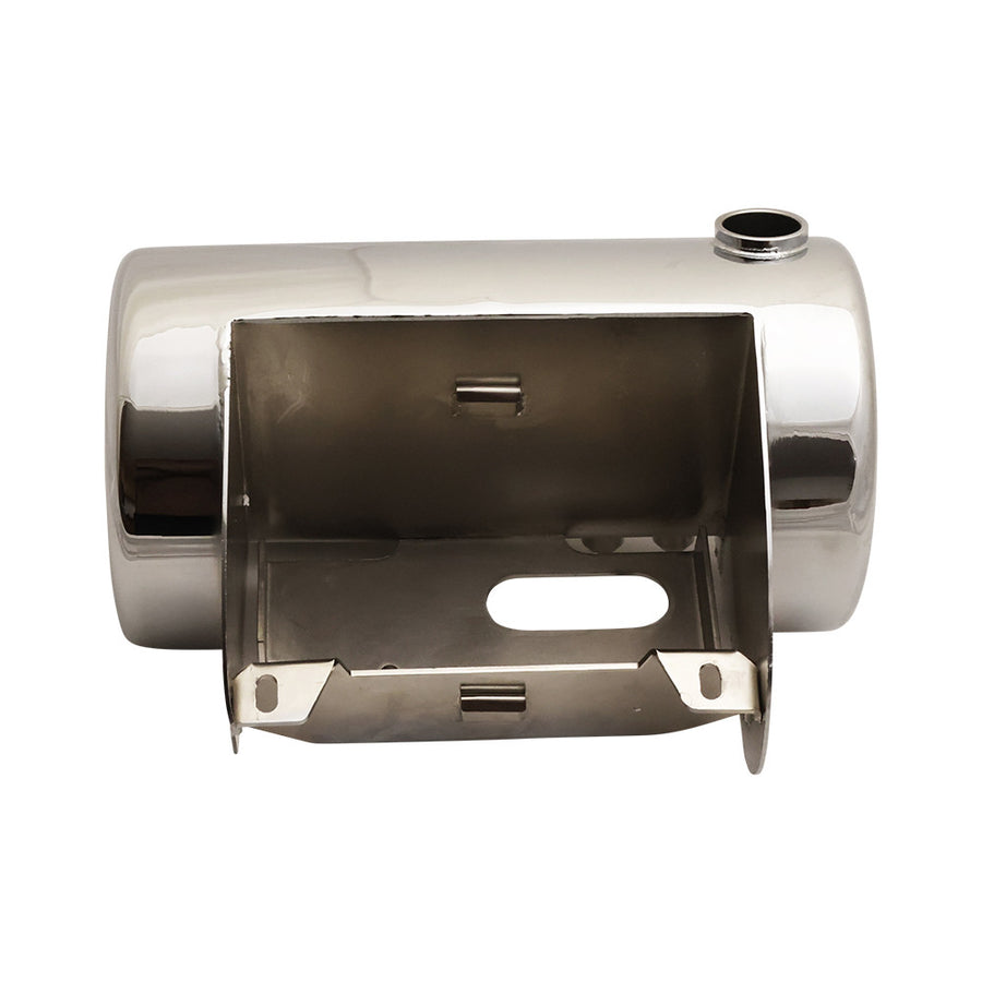 Custom Use Round Oil Tank With Battery Tray - Chrome- Side Fill