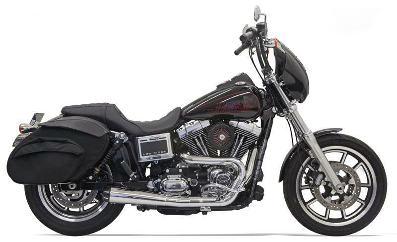 Bassani - Road Rage 2-Into-1 Upswept Exhaust Short - 1991-2017 Dyna FXD - Non-Stepped 1 3/4" Headers - Chrome