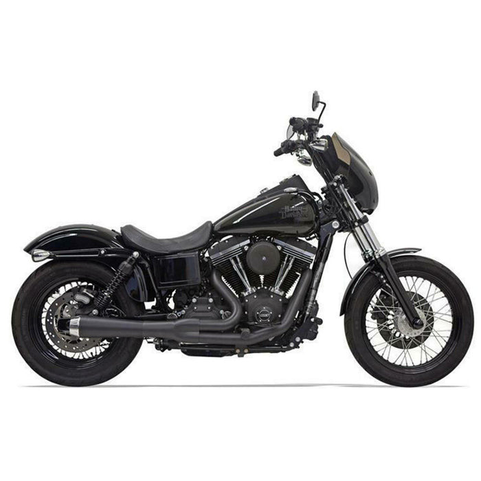 Bassani - Road Rage 2-Into-1 Upswept Exhaust Short - 2006-2017 Dyna FXD - Stepped Headers - Black