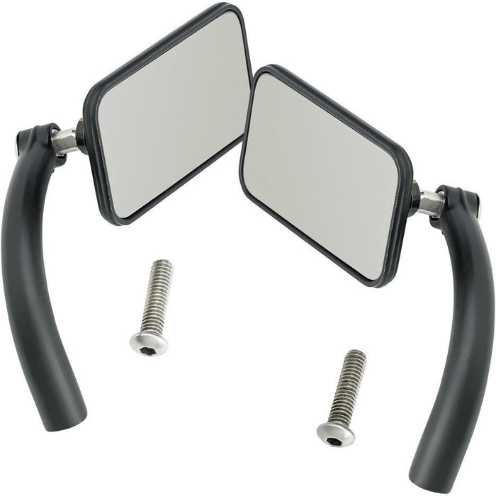 Biltwell Utility Mirrors Rectangle Perch Mount - Black Pair