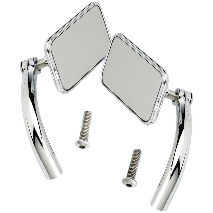 Biltwell Utility Mirrors Rectangle Perch Mount - Chrome Pair