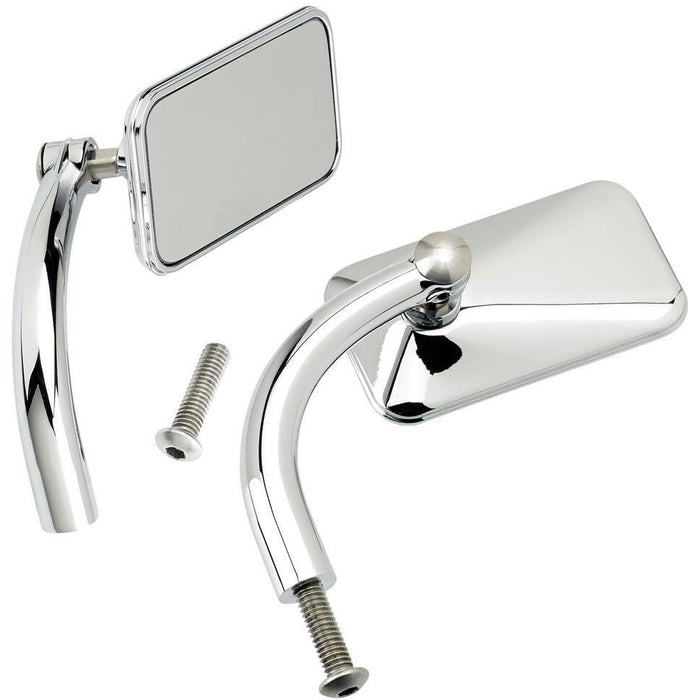 Biltwell Utility Mirrors Rectangle Perch Mount - Chrome Pair