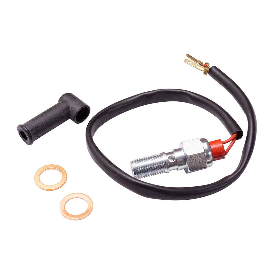 Goodridge - 7/16"-24 Banjo Bolt with Built-In  Brake Light Pressure Switch With Boot- Chrome