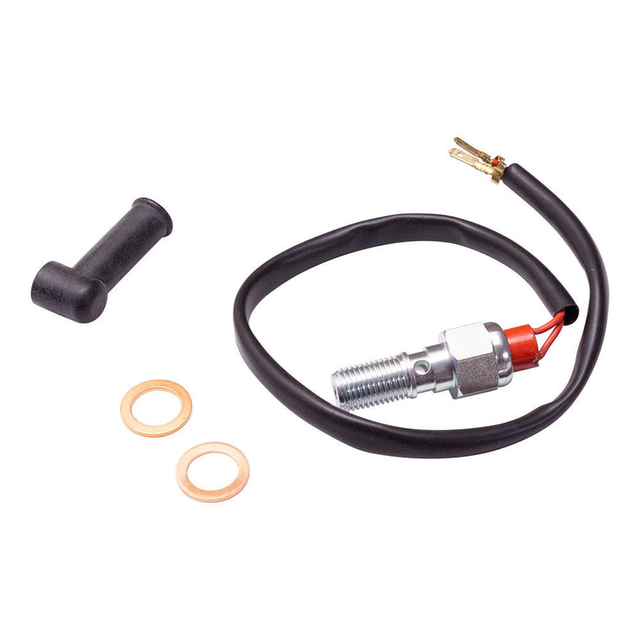 Goodridge - 7/16"-24 Banjo Bolt with Built-In  Brake Light Pressure Switch With Boot- Chrome