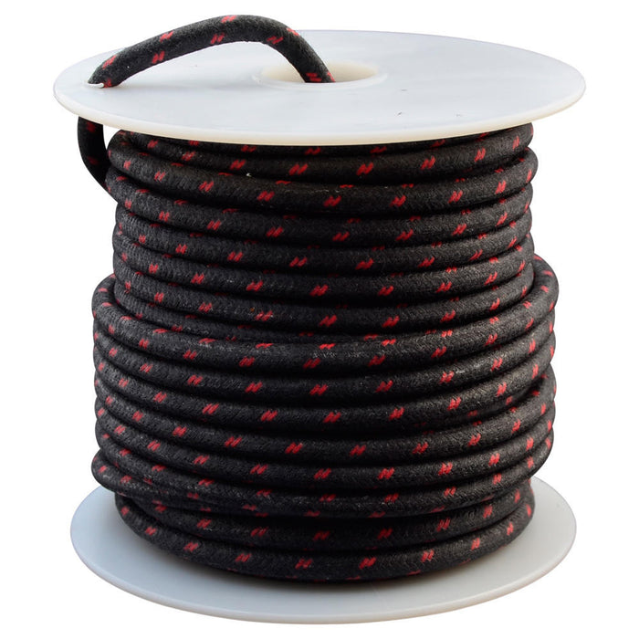 12 AWG Vintage Cloth Covered Automotive Electrical Wire - Black with 2 Red Tracers - 10 FT