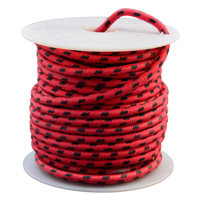 12 AWG Vintage Cloth Covered Automotive Electrical Wire - Red with 3 Black Tracers - 10 FT