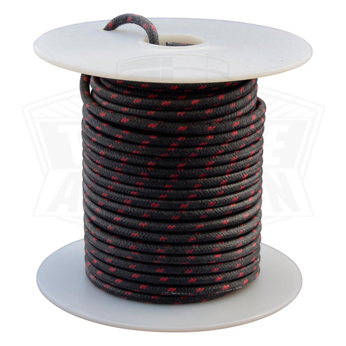 16 AWG Vintage Cloth Covered Automotive Electrical Wire - Black with 2 Red Tracers - 10 FT