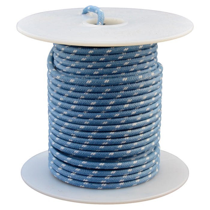 16 AWG Vintage Cloth Covered Automotive Electrical Wire - Blue with 2 White Tracers - 10 FT