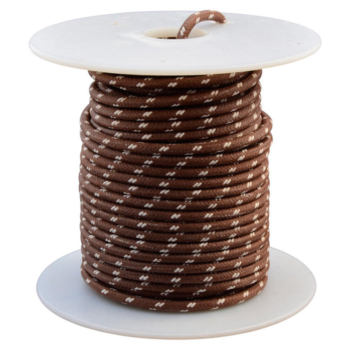 16 AWG Vintage Cloth Covered Automotive Electrical Wire - Brown with 2 White Tracers - 10 FT