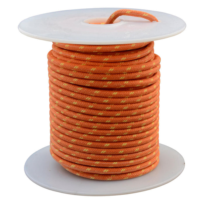 16 AWG Vintage Cloth Covered Automotive Electrical Wire - Orange with 2 Yellow Tracers - 10 FT