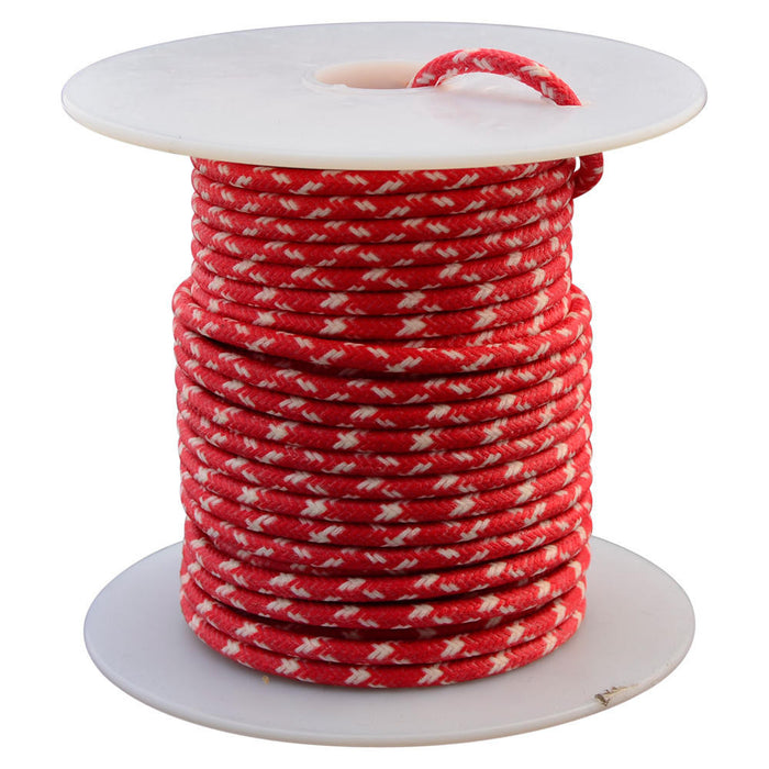 16 AWG Vintage Cloth Covered Automotive Electrical Wire - Red with 2 Crossing White Tracers - 10 FT