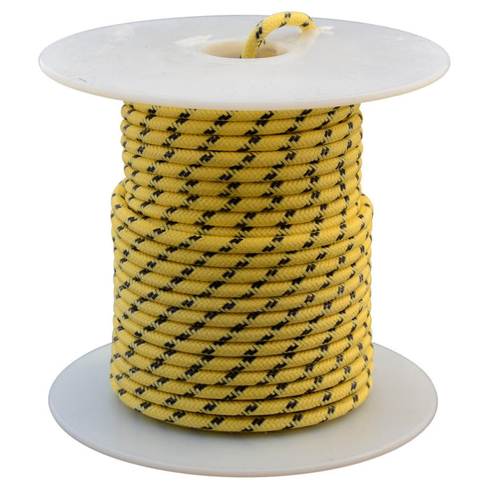 16 AWG Vintage Cloth Covered Automotive Electrical Wire - Yellow with 2 Black Tracers - 10 FT