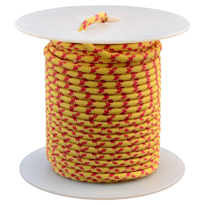 16 AWG Vintage Cloth Covered Automotive Electrical Wire - Yellow with Two Crossing Red Tracers - 10 FT