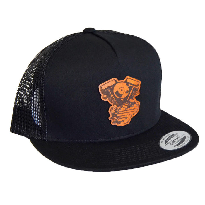 Panhead Leather Patch - 5 Panel Snap Back Hat