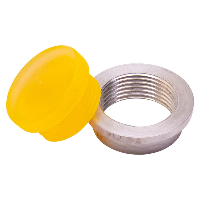 Weld In Aluminum Oil Tank Fill Cap And Bung - Yellow Flat Top Cap