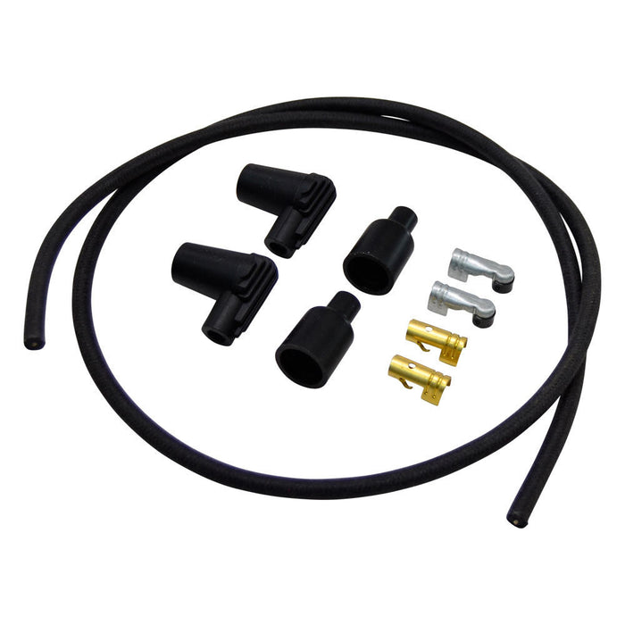 7mm Braided Cloth  Motorcycle Spark Plug Wire Kit - Black