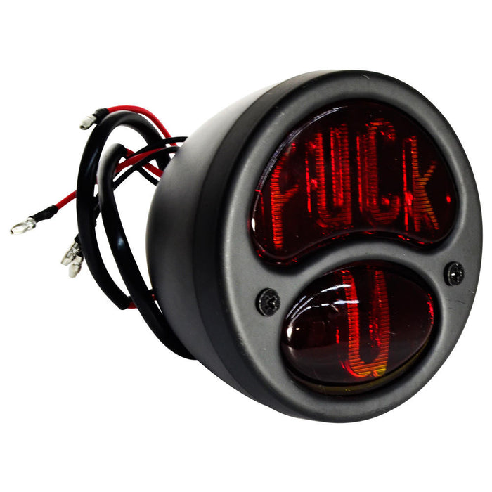 "Fuck You"  Duo Lamp Model A Motorcycle Tail Light - Black